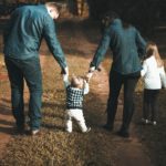 family walking on path