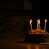 cake with lighted candles
