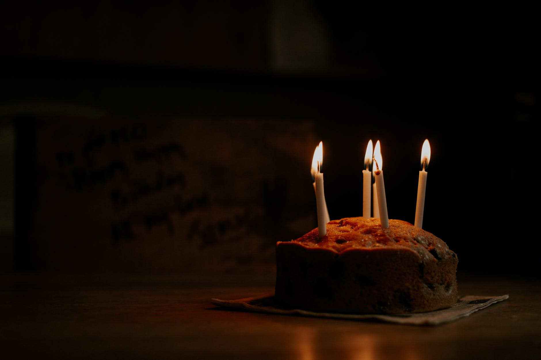 cake with lighted candles