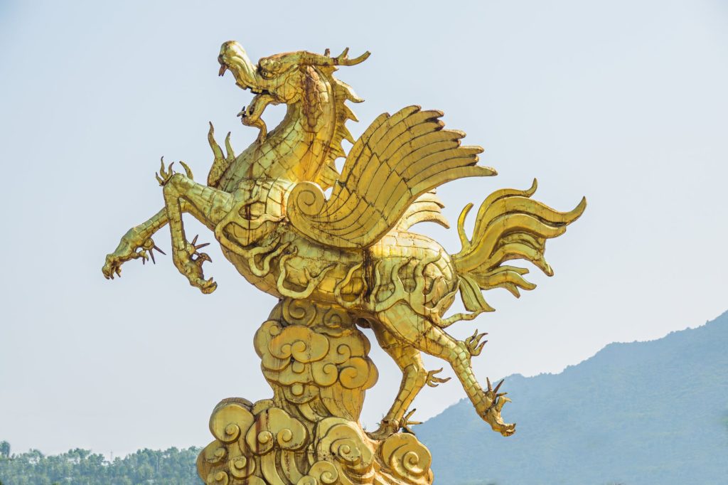 gold dragon statue