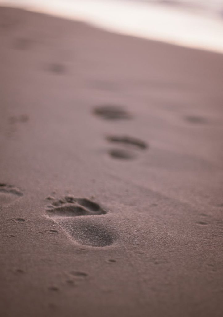 close up photo of footprints on sand