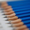 tilt shift lens photography of blue pencils