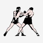 Boxers fighting drawing, sport vintage