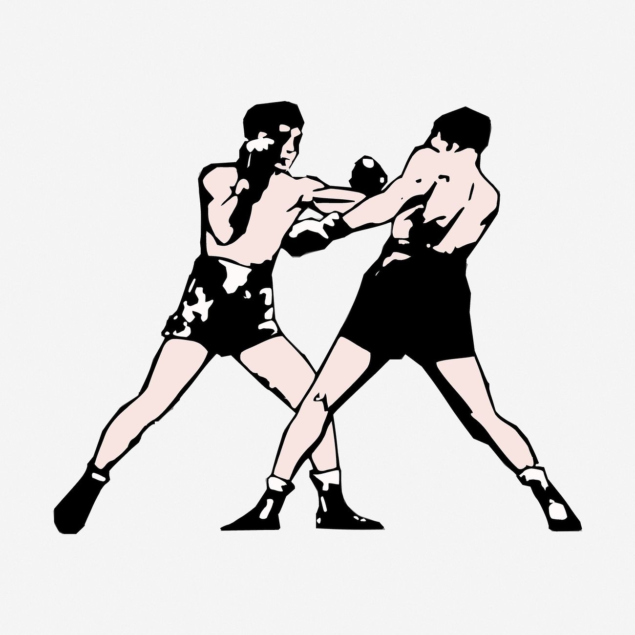 Boxers fighting drawing, sport vintage
