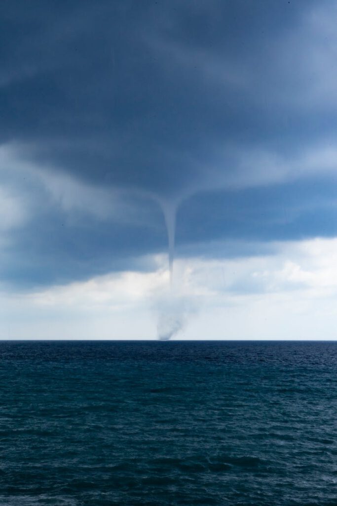 waterspout forming over the horizon