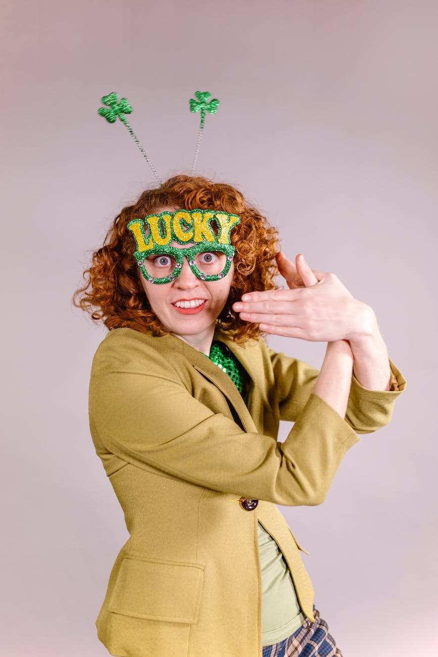 photo of a woman wearing lucky glasses