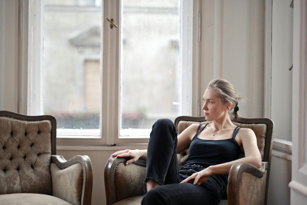 woman sitting on chair